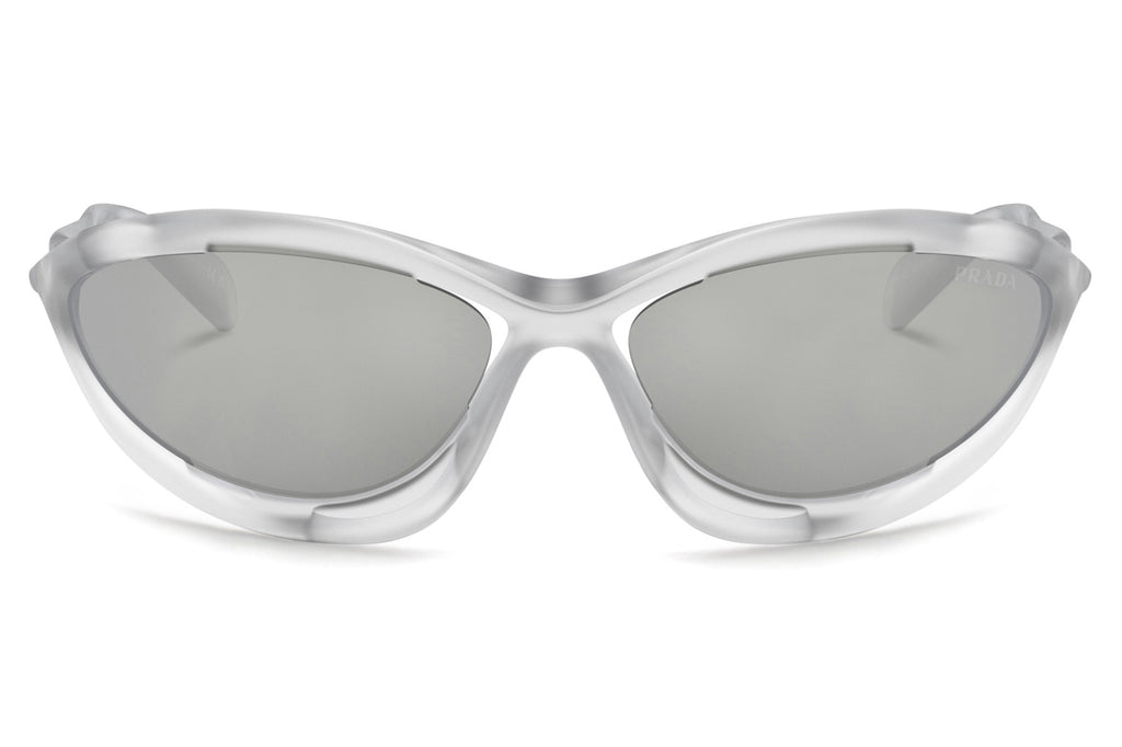 Prada - PR A23S Sunglasses Frosted Crystal with Clear Mirror Silver Lenses (14V60H)