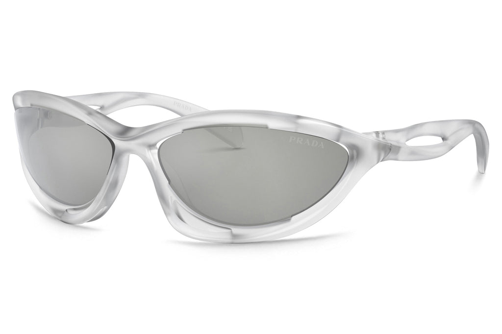 Prada - PR A23S Sunglasses Frosted Crystal with Clear Mirror Silver Lenses (14V60H)
