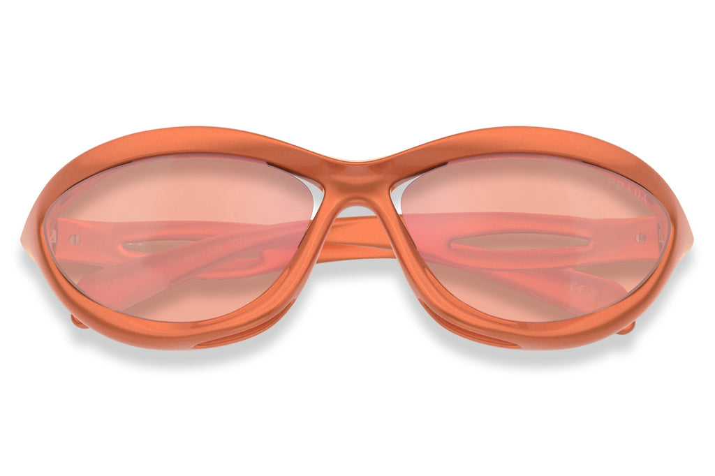Prada - PR A23S Sunglasses Metallized Orange with Orange Mirror Red Lenses (15V50H)
