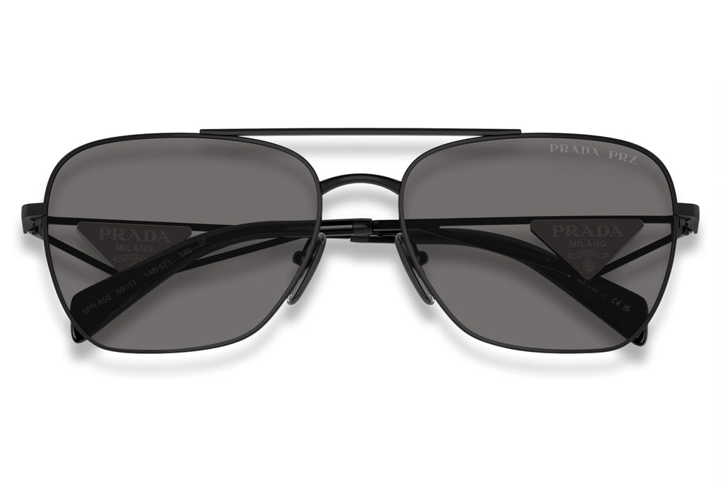 Prada - PR A50S Sunglasses Metal Black with Dark Grey Polar Lenses (1AB5Z1)