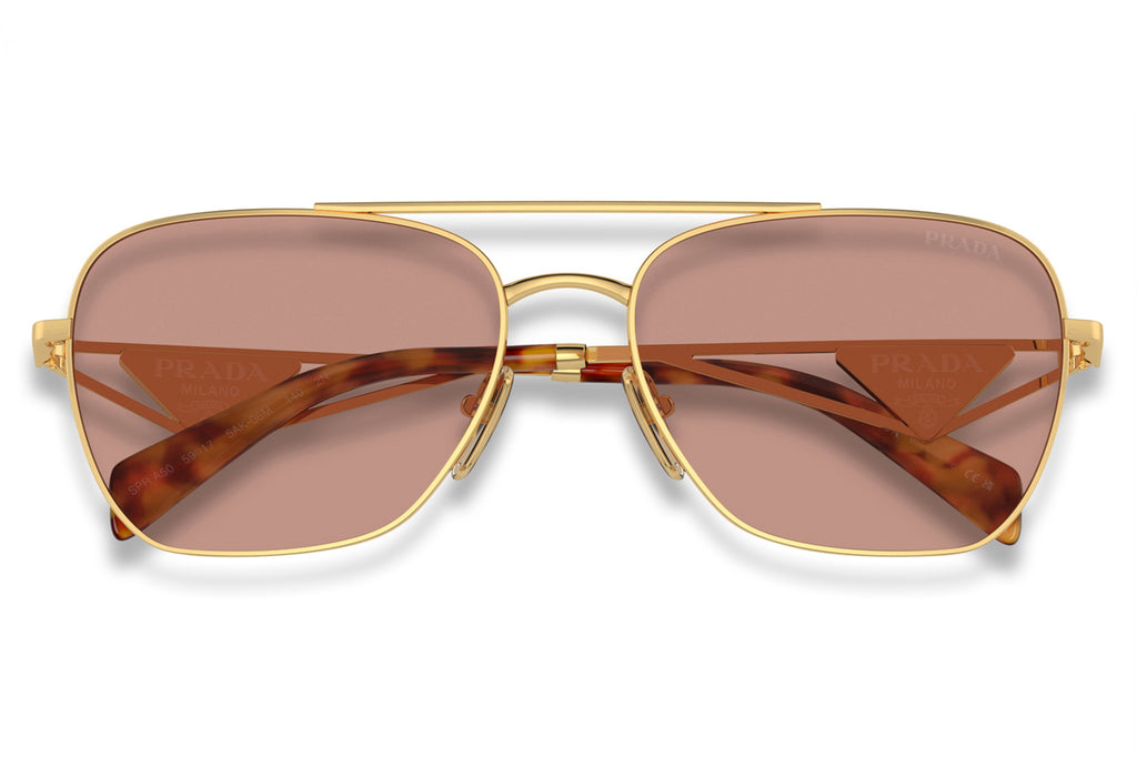Prada - PR A50S Sunglasses Gold with Dark Violet Lenses (5AK08M)