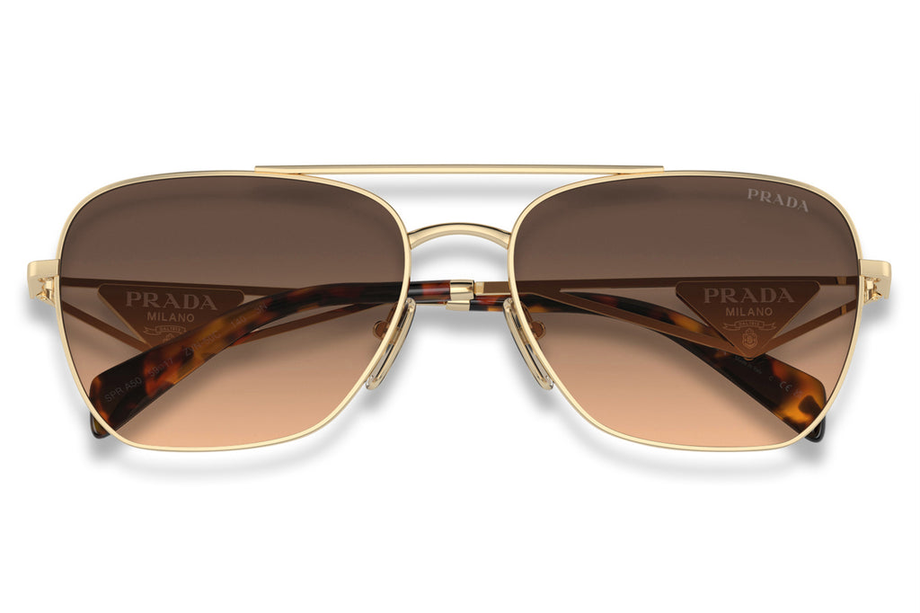 Prada - PR A50S Sunglasses Pale Gold with Brown Gradient Grey Lenses (ZVN50C)
