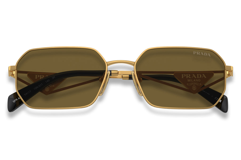 Prada - PR A51S Sunglasses Matte Gold with Dark Brown Lenses (15N01T)