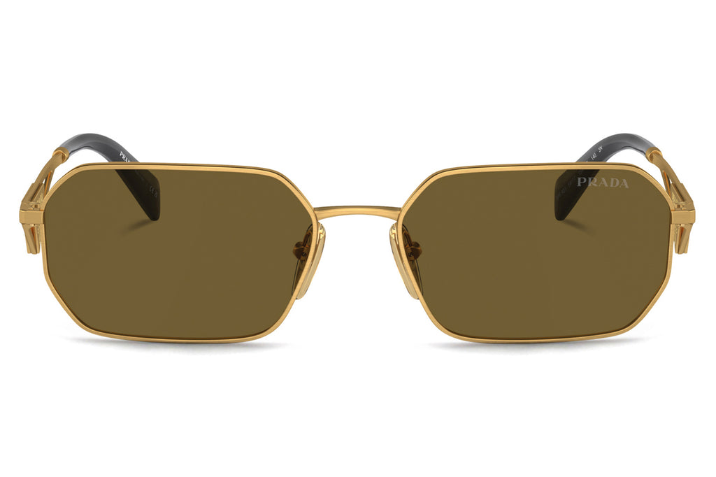 Prada - PR A51S Sunglasses Matte Gold with Dark Brown Lenses (15N01T)