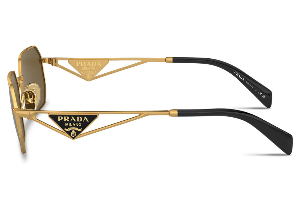 Prada - PR A51S Sunglasses Matte Gold with Dark Brown Lenses (15N01T)