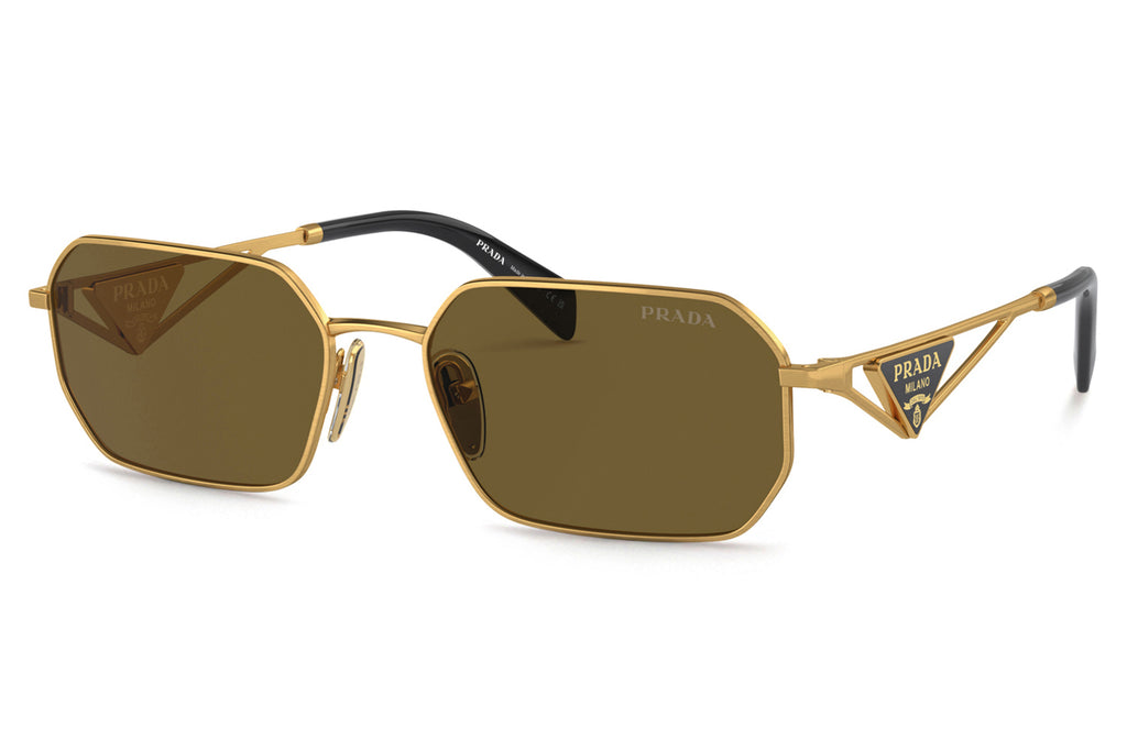 Prada - PR A51S Sunglasses Matte Gold with Dark Brown Lenses (15N01T)