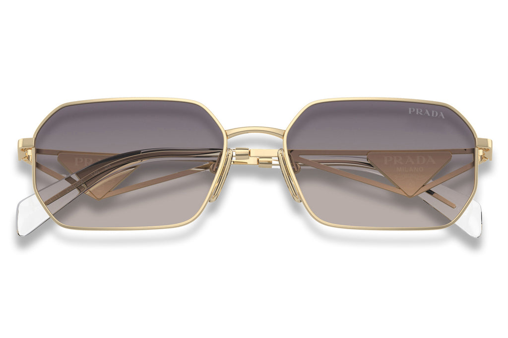 Prada - PR A51S Sunglasses Pale Gold with Gradient Blue Mirror Silver Lenses (ZVN30C)