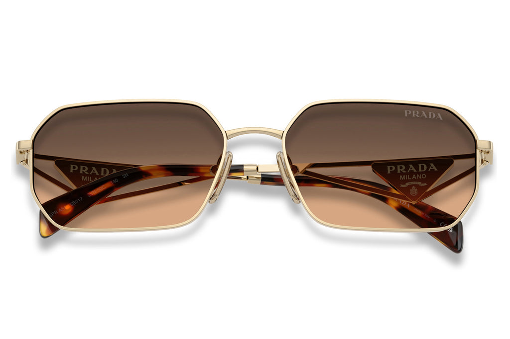Prada - PR A51S Sunglasses Pale Gold with Brown Gradient Grey Lenses (ZVN50C)