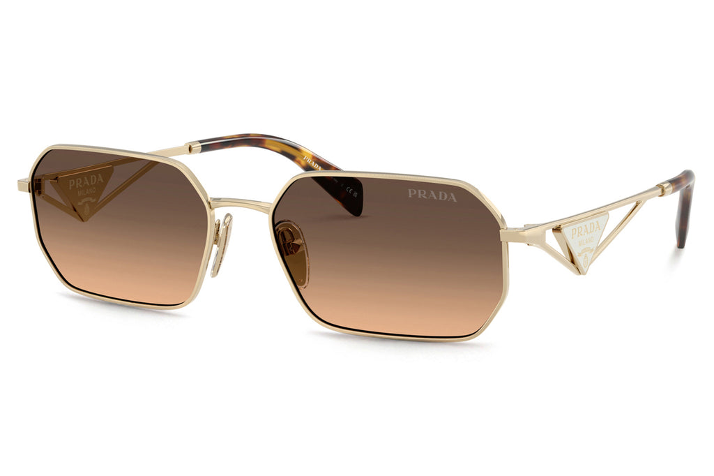 Prada - PR A51S Sunglasses Pale Gold with Brown Gradient Grey Lenses (ZVN50C)