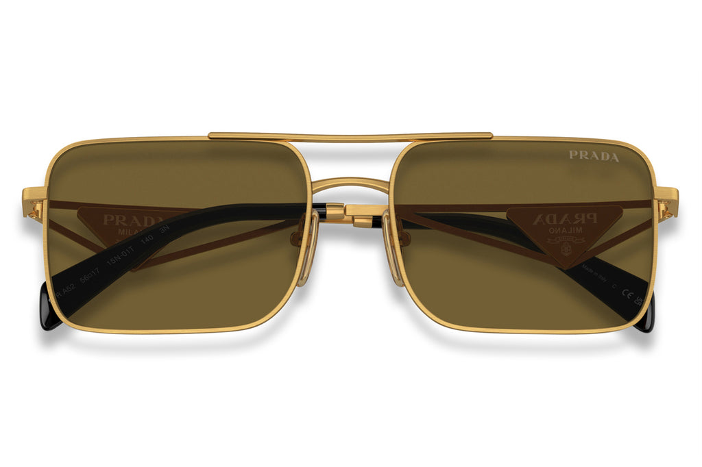 Prada - PR A52S Sunglasses Matte Gold with Dark Brown Lenses (15N01T)
