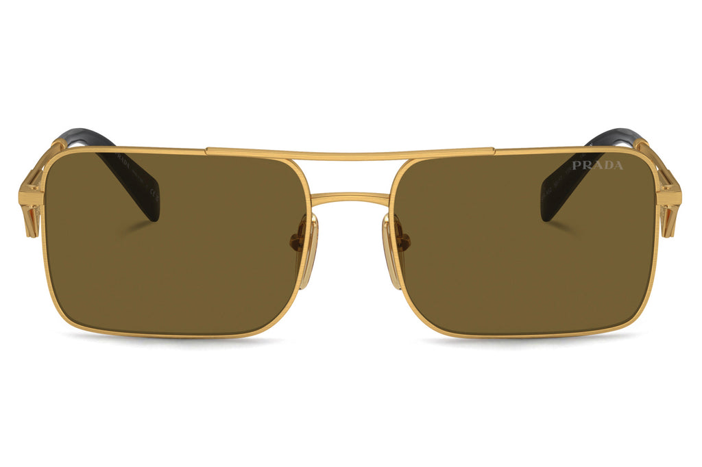 Prada - PR A52S Sunglasses Matte Gold with Dark Brown Lenses (15N01T)