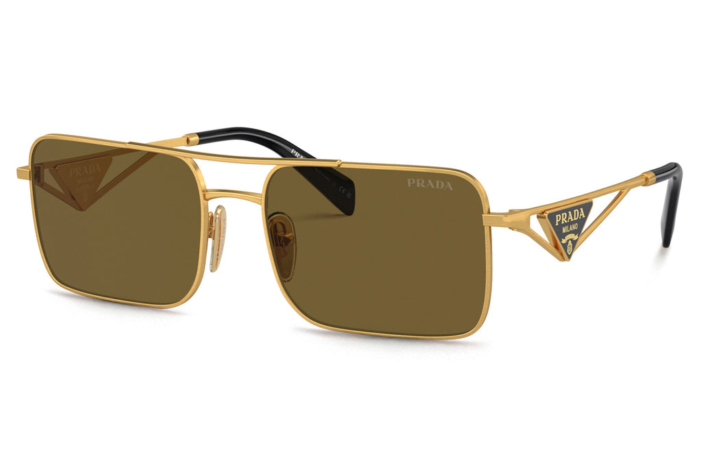 Prada - PR A52S Sunglasses Matte Gold with Dark Brown Lenses (15N01T)