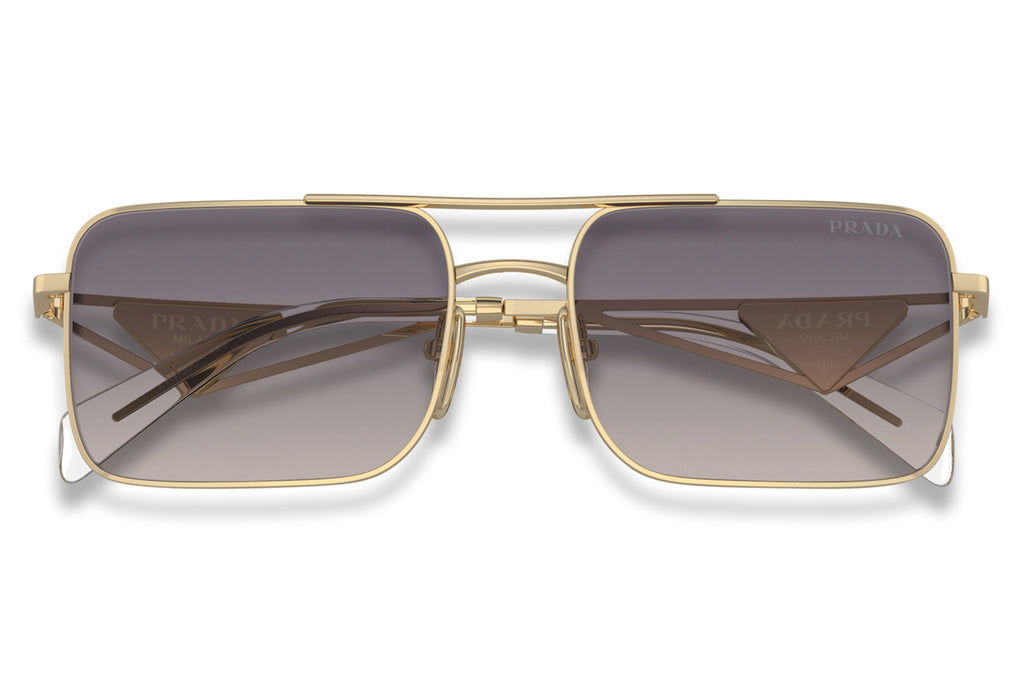 Prada - PR A52S Sunglasses Pale Gold with Gradient Blue Mirror Silver Lenses (VAF50C)
