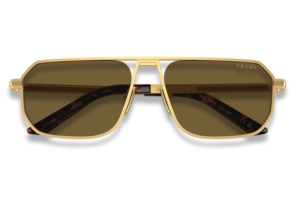 Prada - PR A53S Sunglasses Matte Gold with Dark Brown Lenses (1BK01T)