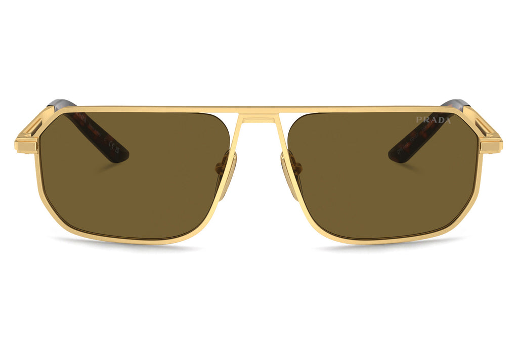 Prada - PR A53S Sunglasses Matte Gold with Dark Brown Lenses (1BK01T)