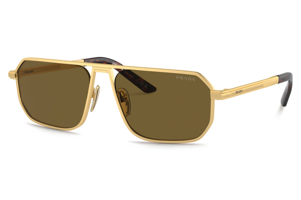 Prada - PR A53S Sunglasses Matte Gold with Dark Brown Lenses (1BK01T)