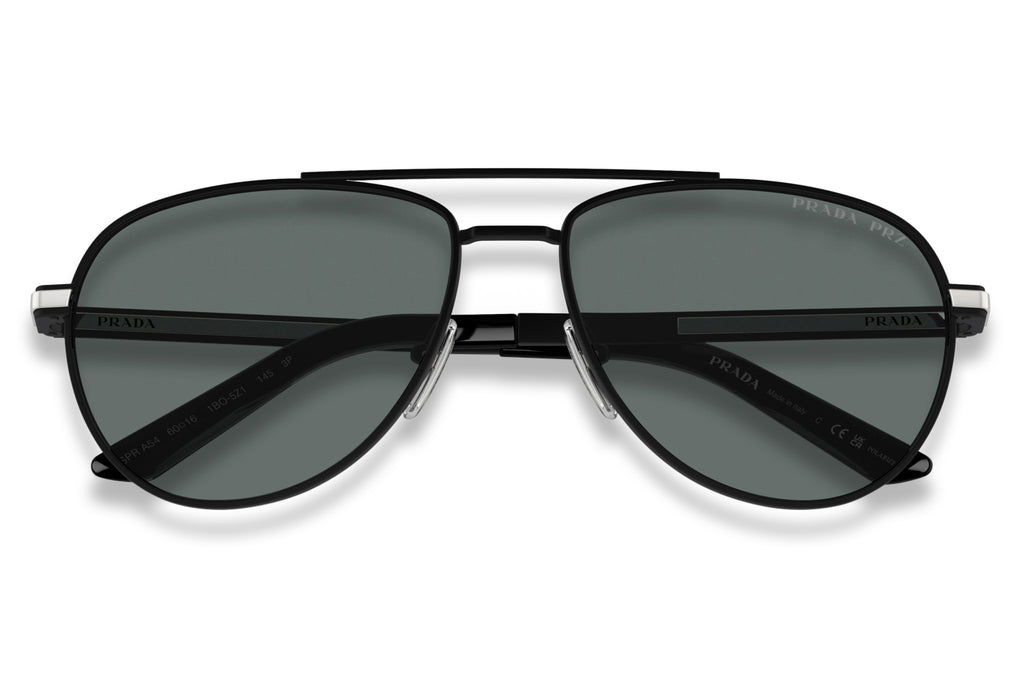 Prada - PR A54S Sunglasses Matte Black with Dark Grey Polar Lenses (1BO5Z1)