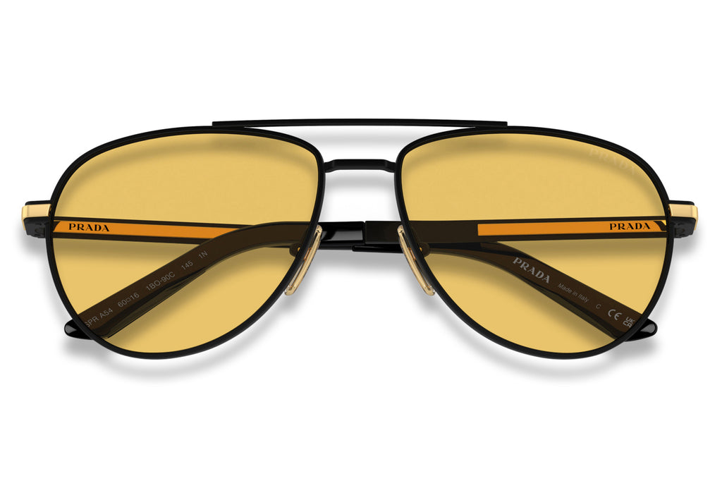 Prada - PR A54S Sunglasses Matte Black with Yellow Lenses (1BO90C)