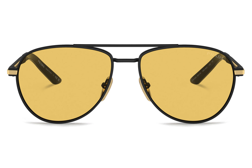 Prada - PR A54S Sunglasses Matte Black with Yellow Lenses (1BO90C)