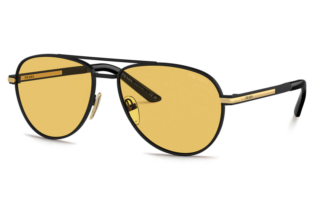 Prada - PR A54S Sunglasses Matte Black with Yellow Lenses (1BO90C)