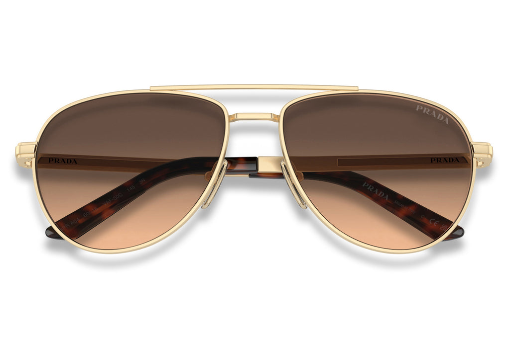 Prada - PR A54S Sunglasses Matte Pale Gold with Brown Gradient Grey Lenses (VAF50C)