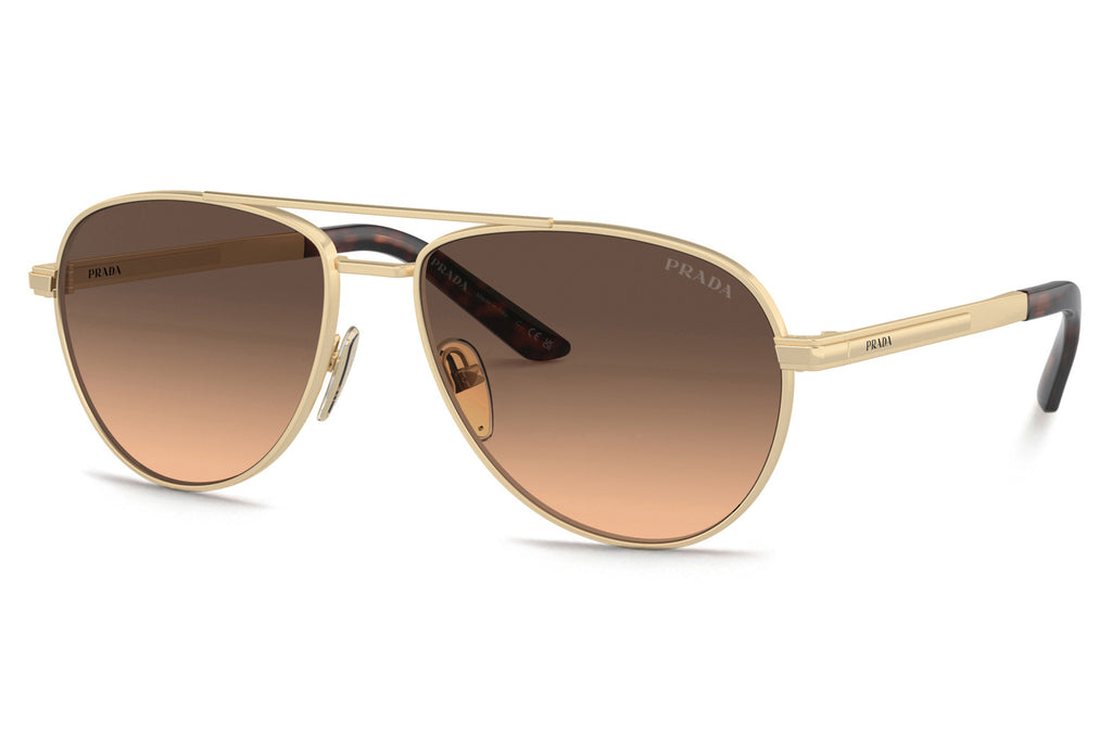 Prada - PR A54S Sunglasses Matte Pale Gold with Brown Gradient Grey Lenses (VAF50C)