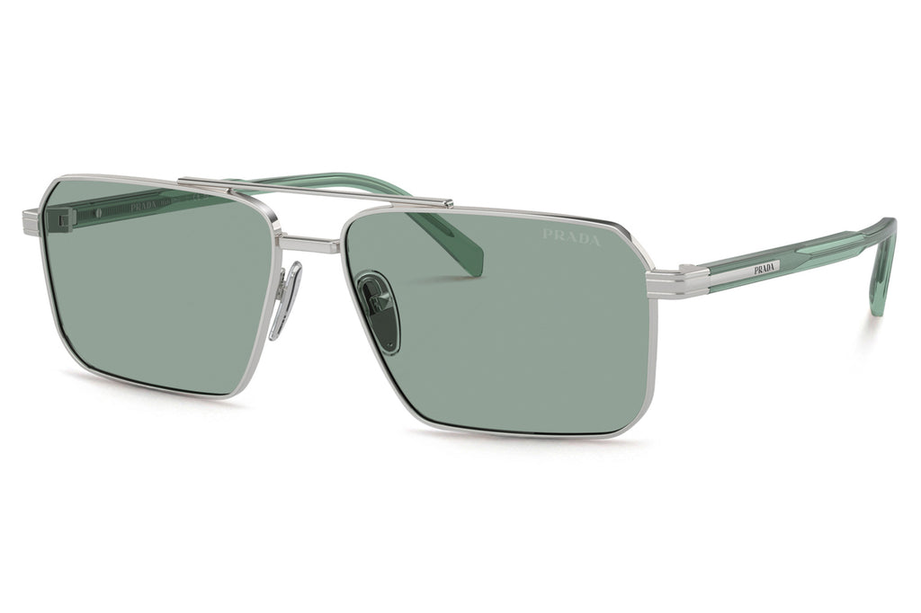 Prada - PR A57S Sunglasses Silver with Petrol Green Lenses (1BC10G)