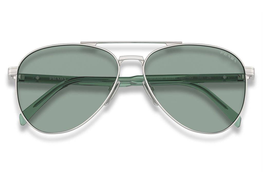 Prada - PR A58S Sunglasses Silver with Petrol Green Lenses (1BC10G)