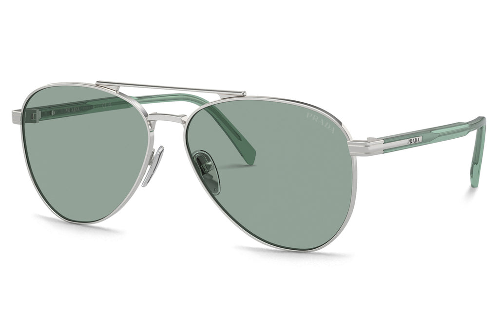 Prada - PR A58S Sunglasses Silver with Petrol Green Lenses (1BC10G)