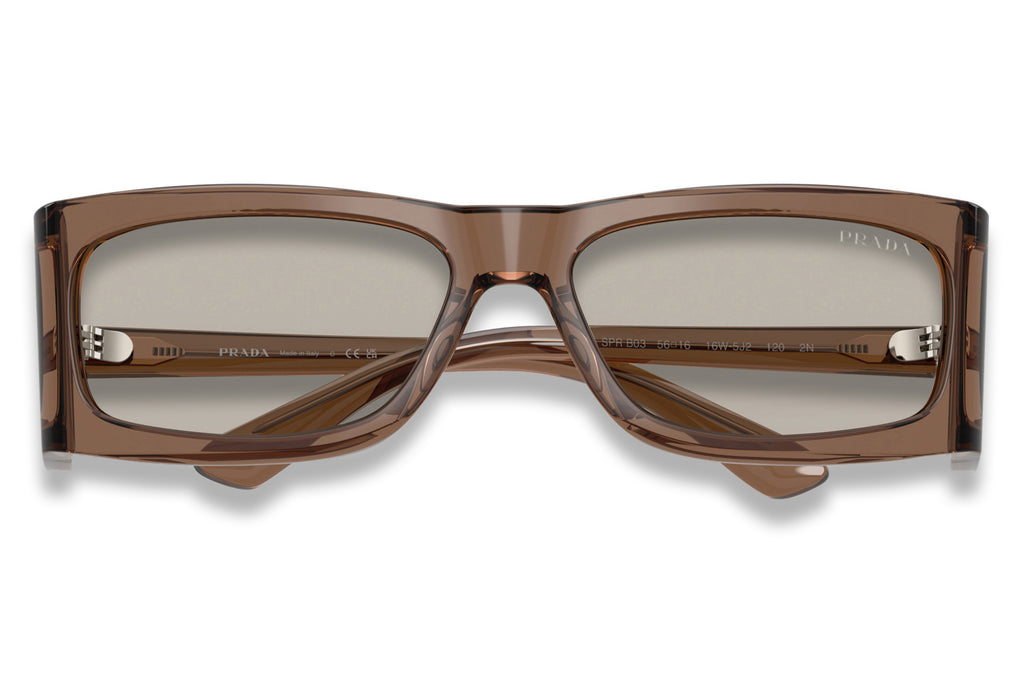 Prada - PR B03S Sunglasses Transparent Brown with Light Brown Lenses (16W5J2)