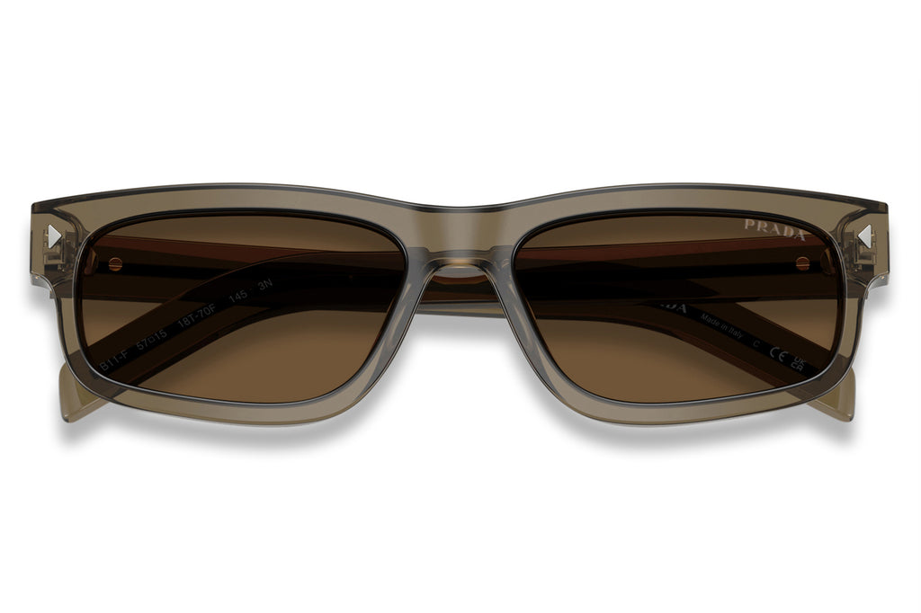 Prada - PR B11SF Sunglasses Transparent Terra with Dark Brown Lenses (18T70F)