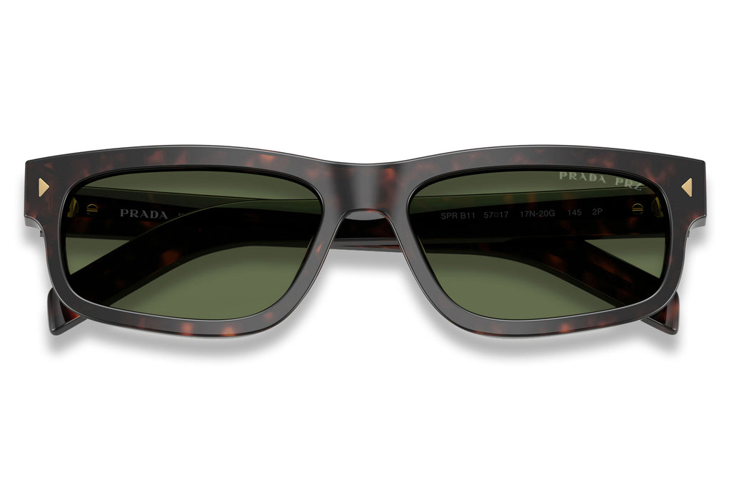 Prada - PR B11S Sunglasses Root Tortoise with Green Polar Lenses (17N20G)