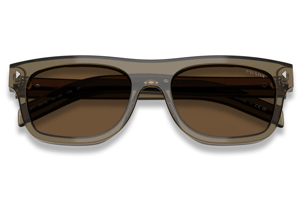 Prada - PR B12SF Sunglasses Transparent Terra with Dark Brown Lenses (18T70F)