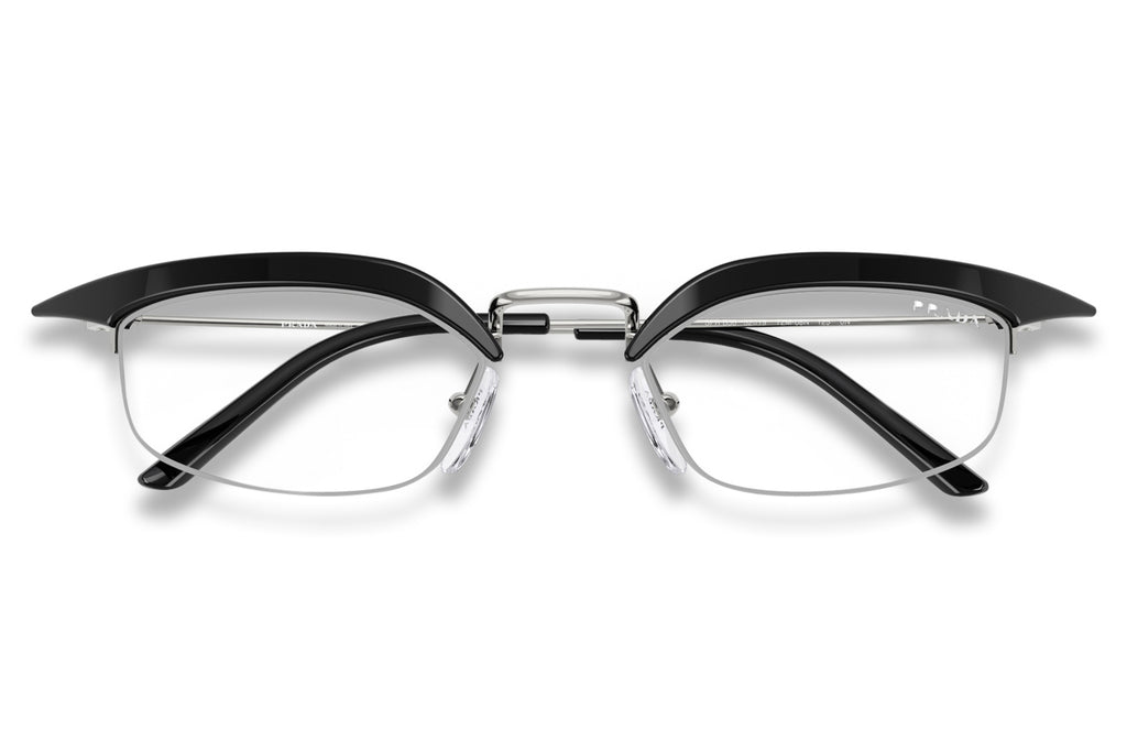 Prada - PR B50S Sunglasses Black/Silver with Clear Blue-Violet Light Filter Lenses (TZM08N)