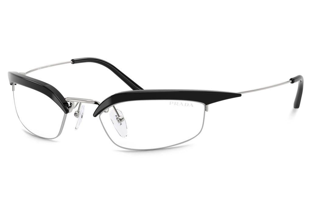 Prada - PR B50S Sunglasses Black/Silver with Clear Blue-Violet Light Filter Lenses (TZM08N)