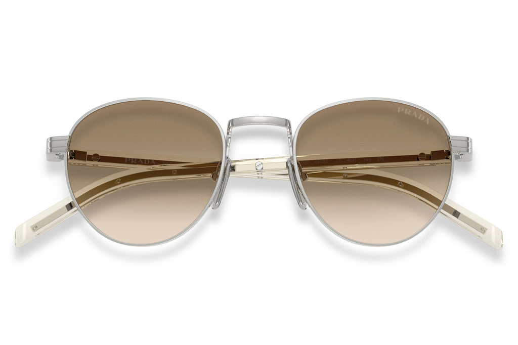 Prada - PR B52S Sunglasses Silver with Light Yellow Gradient Brown Lenses (1BC80K)