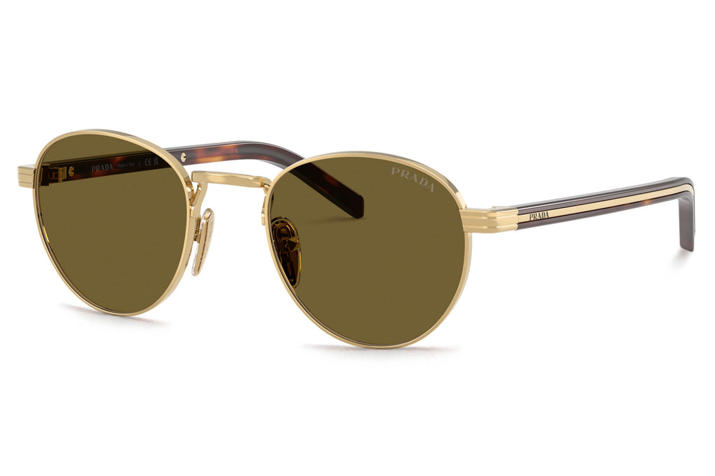 Prada - PR B52S Sunglasses Gold with Dark Brown Lenses (5AK09Z)