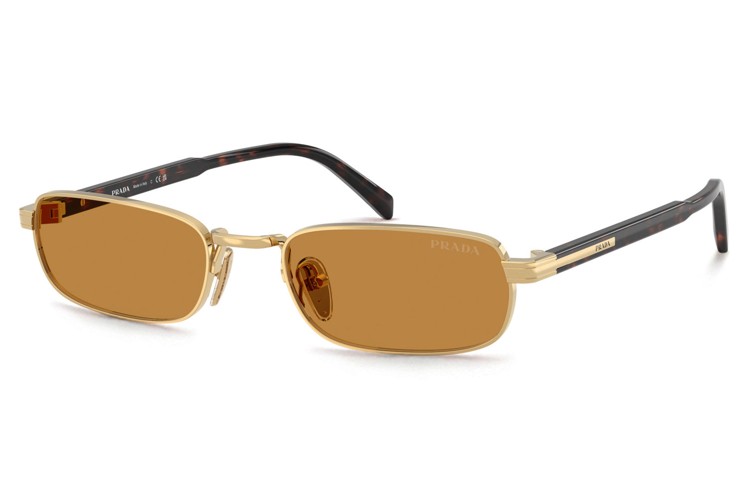 Prada Gold Frame Sunglasses with Brown Lenses Prada PR A57S Sunglasses 5AK90F Gold - eye-oo.com main image 3