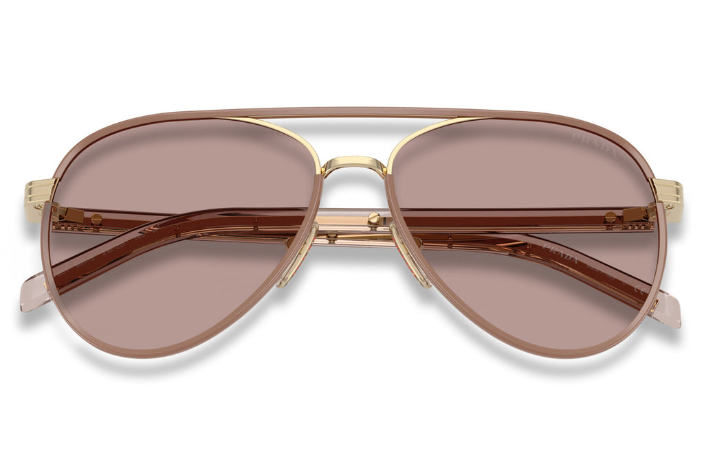 Prada - PR B57S Sunglasses Pale Gold with Light Purple Brown Lenses (24E20I)