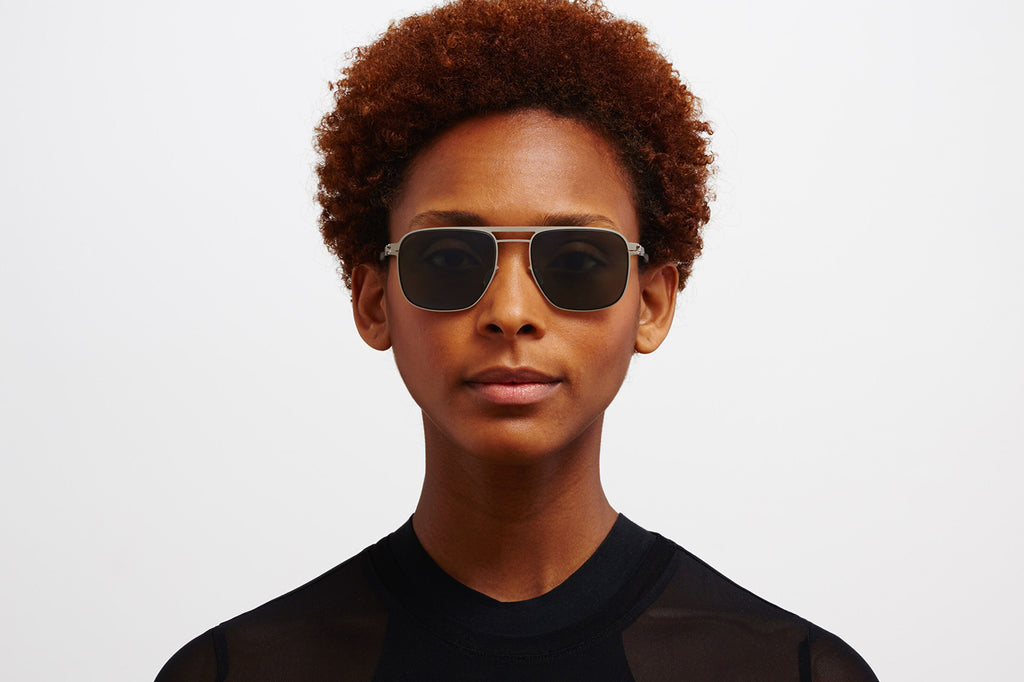MYKITA - Eli Sunglasses Matte Silver/Black with Polarized Pro Green 15 Lenses