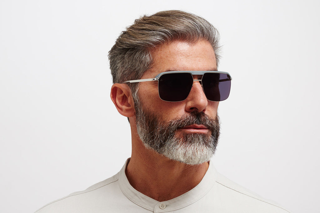 MYKITA | Leica - ML03 Sunglasses MH53 - Mouse Grey/Shiny Silver with Leica Black Solid Lenses