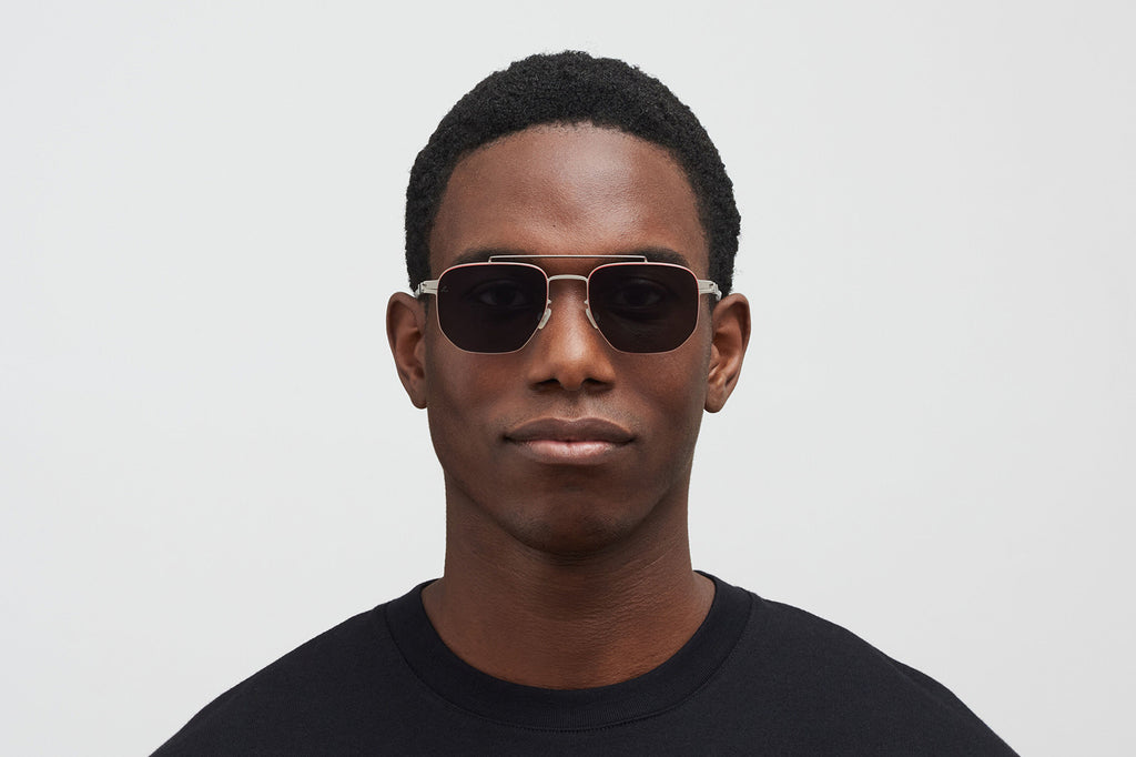 MYKITA | Leica - ML05 Sunglasses Matte Silver with Leica G15 Solid Lenses + Red Edges