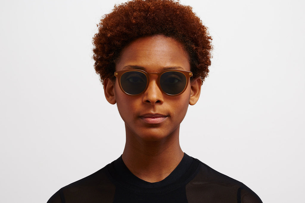 MYKITA - Lahti Sunglasses Brown/Dark Brown/Glossy Gold with Polarized Pro Green 15 Lenses