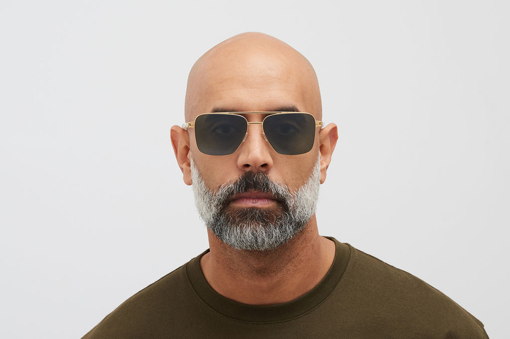 MYKITA - Bernie Sunglasses Gold/Black with Polarized Pro Green 15 Lenses