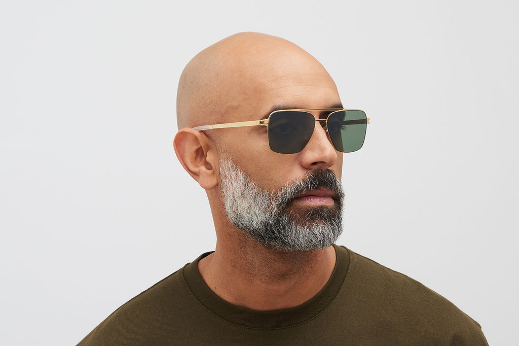MYKITA - Bernie Sunglasses Gold/Black with Polarized Pro Green 15 Lenses