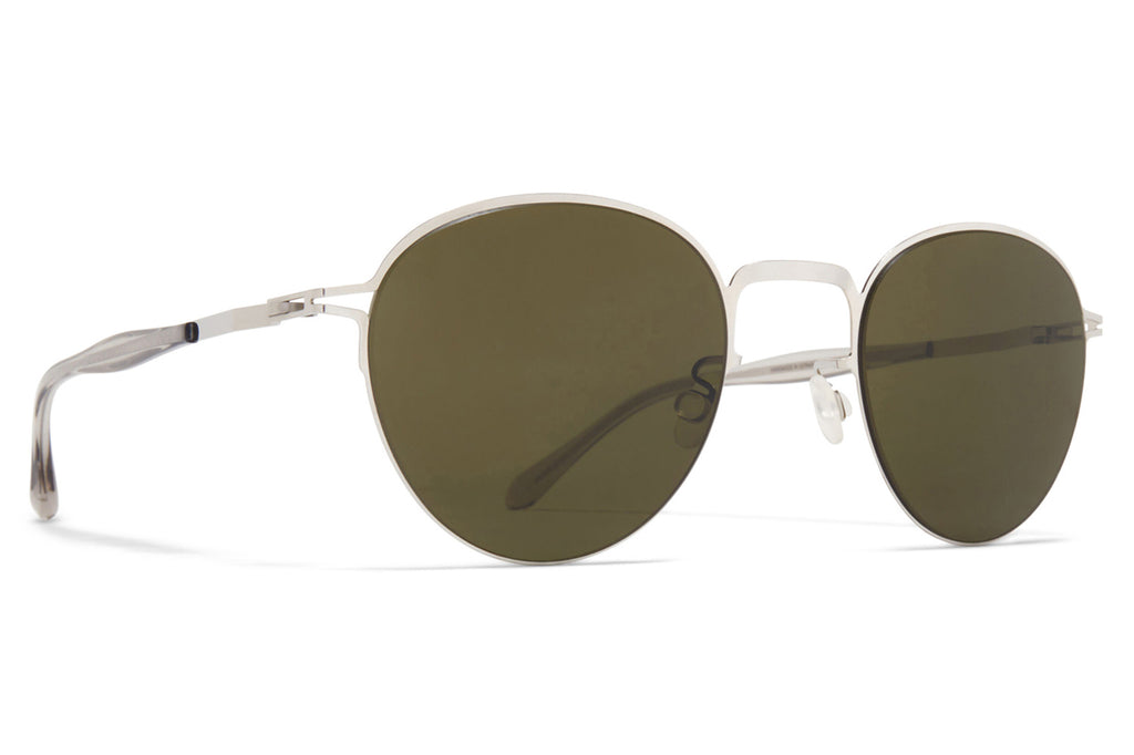 MYKITA - Tate Sunglasses Shiny Silver with Raw Green Solid Lenses