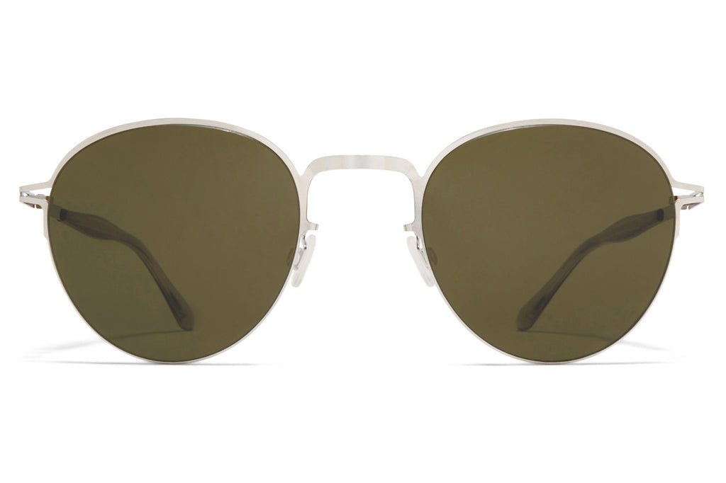 MYKITA - Tate Sunglasses Shiny Silver with Raw Green Solid Lenses