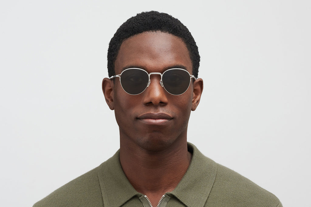 MYKITA - Tate Sunglasses Shiny Silver with Raw Green Solid Lenses