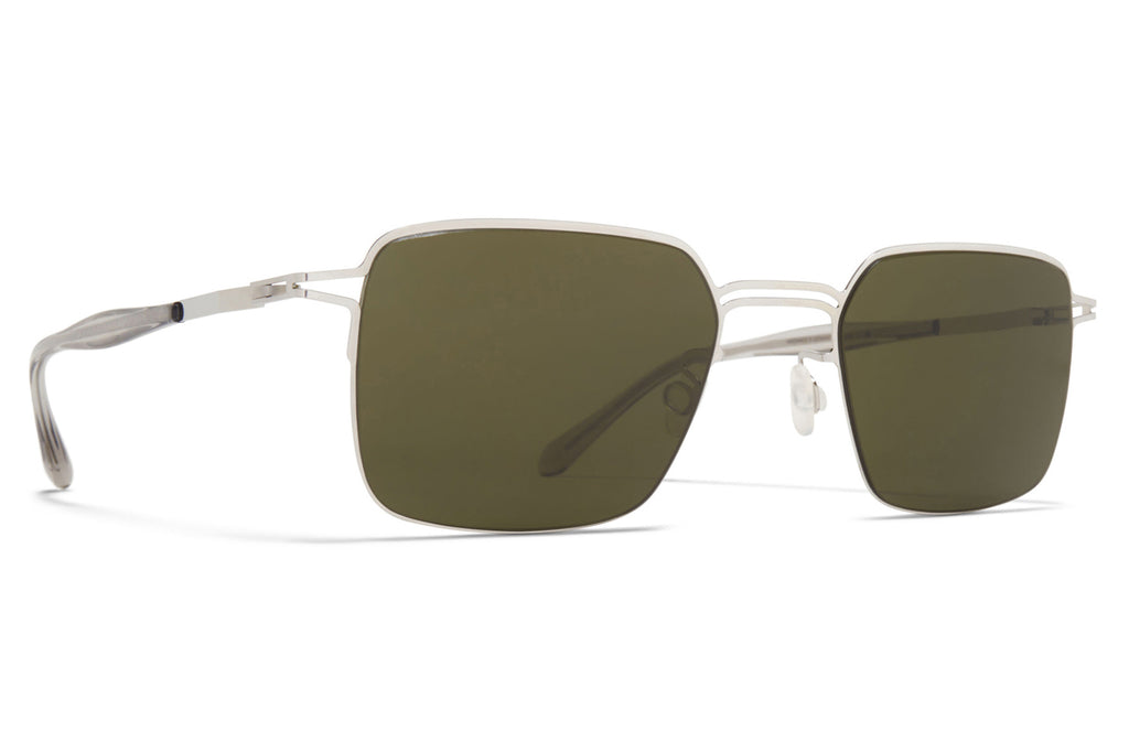 MYKITA - Alcott Sunglasses Shiny Silver with Raw Green Solid Lenses