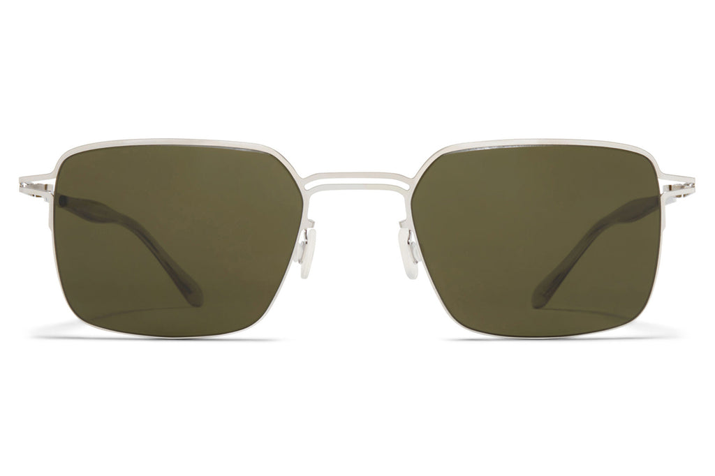 MYKITA - Alcott Sunglasses Shiny Silver with Raw Green Solid Lenses